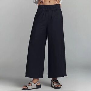 Anthropologie Somerset XS linen pull-on pants navy blue